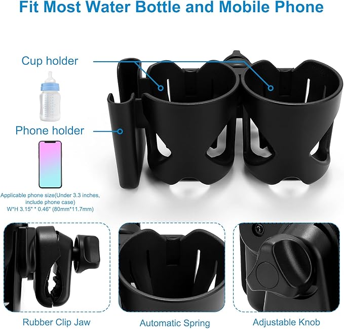 Accmor Universal Cup Holder, Stroller Cup Holder, 360° Rotatable Large Caliber Designed Bottle Holder for Stroller, Bike, Wheelchair, Walker, Scooter-BubblyBeeBaby