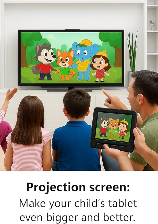 10.1 Inch Kids Tablet with Shockproof Case | Android 14, 64GB+8GB RAM, 12H Battery | Parental Control, Google Kids Space & Preloaded Educational Apps | WiFi 6, HD Display, Ages 3-12-BubblyBeeBaby