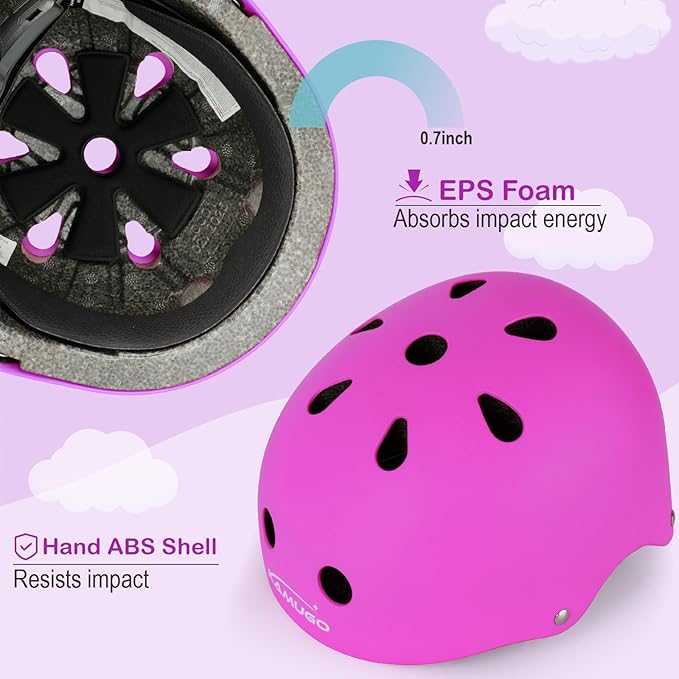 KAMUGO Kids Bike Helmet, Toddler Helmet for Ages 2-8 Boys Girls with Sports Protective Gear Set Knee Elbow Wrist Pads for Skateboard Cycling Scooter Rollerblading-BubblyBeeBaby
