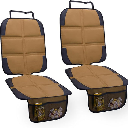 Car Seat Protector for Child Car Seat, 2 Pack Baby Car Seat Covers with Mesh Pockets & Non-Slip Backing 600D Durable Seat Protector-BubblyBeeBaby
