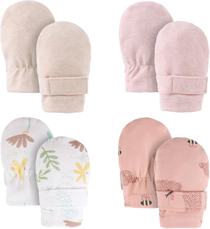 Newborn Baby Mittens Infant No Scratch Gloves Cotton Mitts for Baby Girls Boys-BubblyBeeBaby