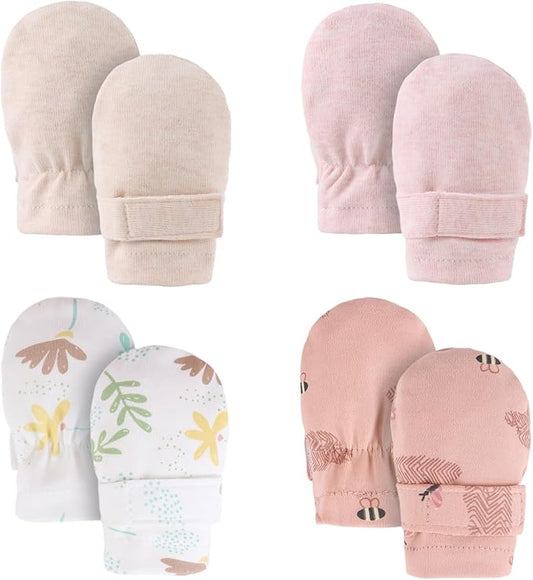 Newborn Baby Mittens Infant No Scratch Gloves Cotton Mitts for Baby Girls Boys-BubblyBeeBaby