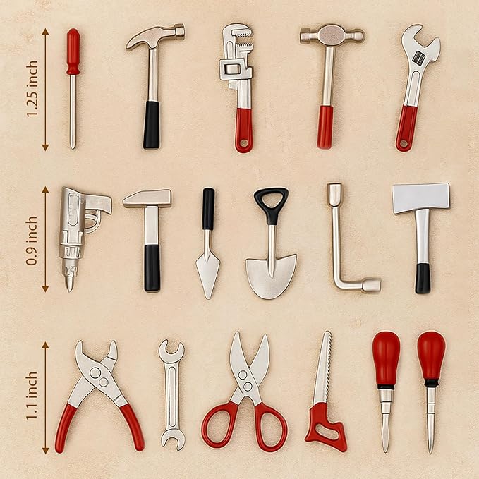 17PCS 1:12 Miniature Doll House Tools Metal Home Repair Multi-Tool Model Set Fun for Party Dollhouse Decoration Accessories Mini Yard Supplies Creative Pretend Toy (Tool)-BubblyBeeBaby