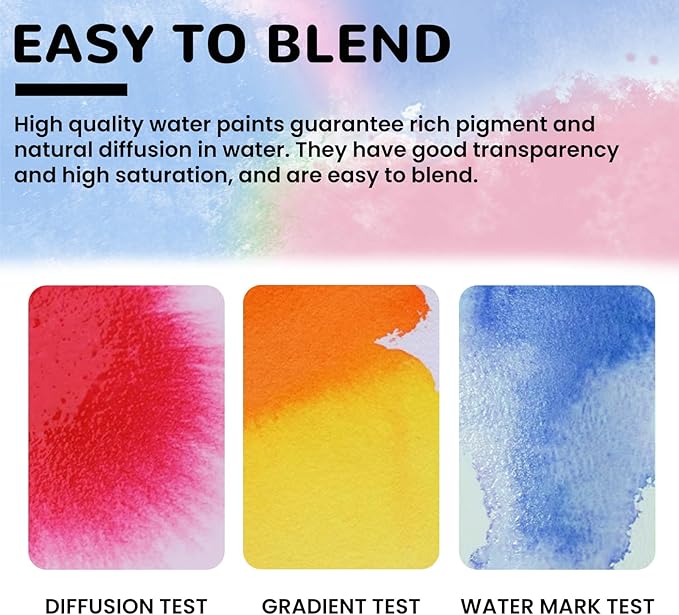 12 Color Watercolor Paint for Kids, 12 Pack Washable Water Color, Classroom Set, Woodbrushes Included-BubblyBeeBaby