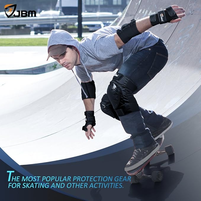 JBM Adult & Kids Knee Pads Elbow Pads and Wrist Guards for Inline Skating, Roller Skating, Skateboarding, Scootering-BubblyBeeBaby