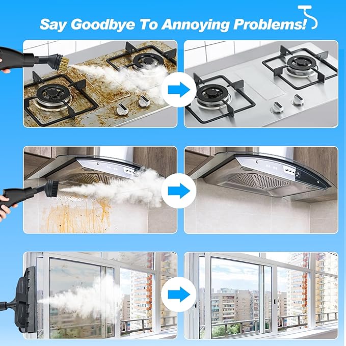 2500W Handheld Steam Cleaner,Portable Car Steamer For Auto Detailing,High-Temperature and Pressure Steam Cleaner For Home, Steam Cleaning Machine for Furniture,Kitchen,Grout,Floor,Tile (Blue)-BubblyBeeBaby