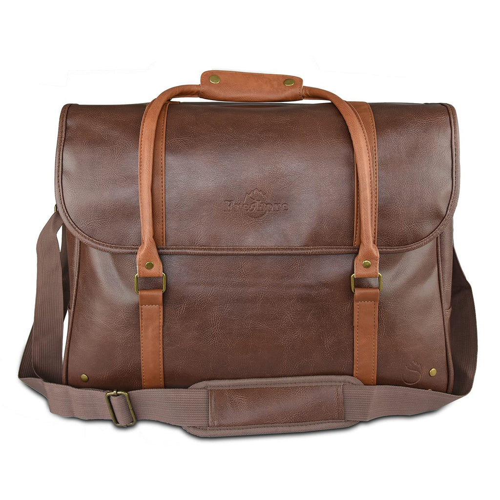 Freshore® 6 Wine Bottles Carrier Leather Bag - Insulated Cooler Travel Tote - Premium Large Portable Bottle Carrying, Waterproof Full Padding Wine Lovers Protection, Dark Brown