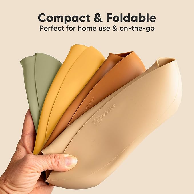 KeaBabies 2-Pack Silicone Baby Bibs for Eating - Sturdy Food-Grade Silicone Bibs for Babies Girl, Boy, Large Food Catcher, Clean & Put On Easily, Waterproof Toddler Feeding Essentials (Forest)-BubblyBeeBaby