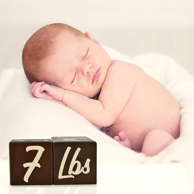 I'm Solid Wood Weekly Monthly Yearly Baby Milestone Age Blocks, Gender Neutral, Newborn Gifts & Keepsakes for Picture Props (3 Pcs/Brown)-BubblyBeeBaby