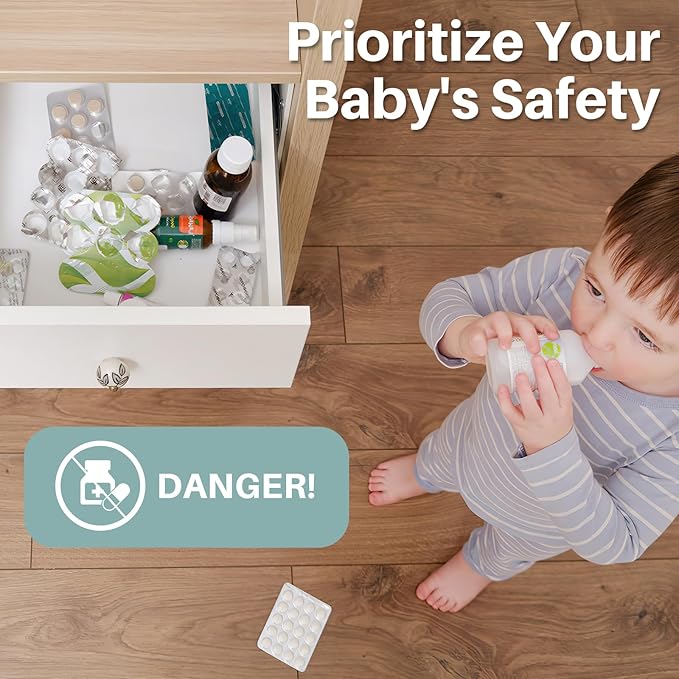 Inaya Cabinet Locks Baby Proofing - Child Proof Drawer Locks - Child Safety Cabinet Latches with 3M Adhesive Easy Installation - No Drilling or Extra Screws (8 Pack)-BubblyBeeBaby