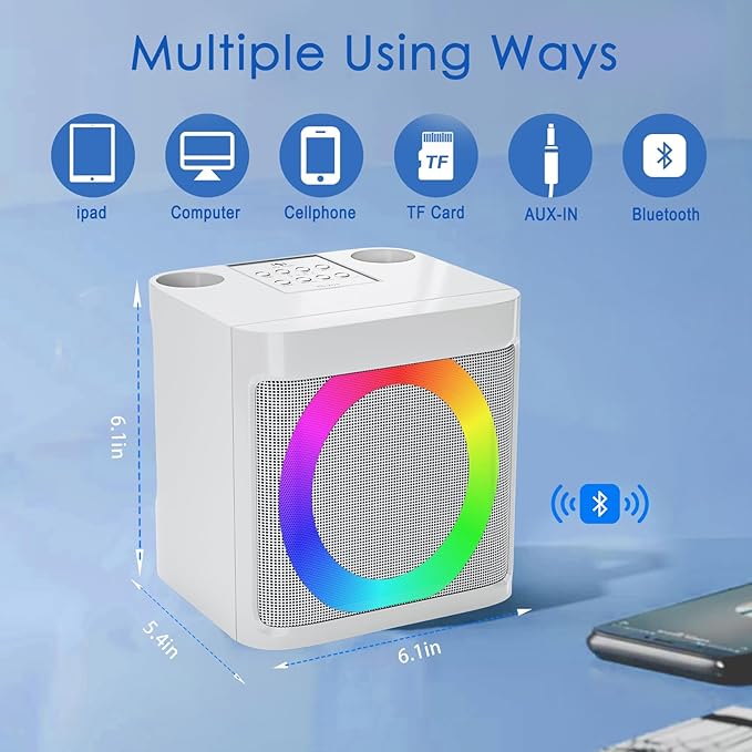 Karaoke Machine for Kids Adults - Portable Bluetooth Speaker with 2 Wireless Microphones, Singing Machine for Party, Birthday Gifts for Girls Boys Ages 4, 5, 6, 7, 8, 9, 10, 11, 12+ Years Old-BubblyBeeBaby