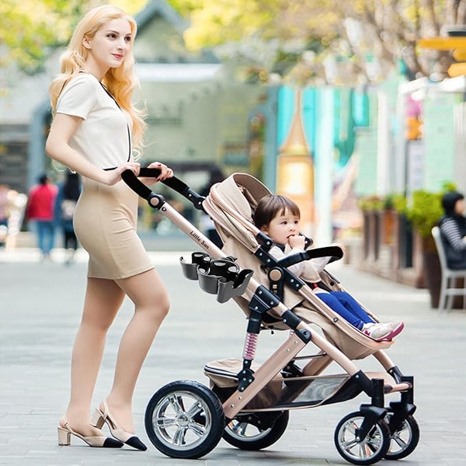 Baby Stroller Cup Holder with Phone Holder, 3-in-1 Bottle Holder, 360 Removable Degrees Rotation Drink Holder for Wheelchair, Stroller, Bike, Walker, Scooter, Bicycle, Uppababy, Nuna, Bugaboo, Doona.-BubblyBeeBaby