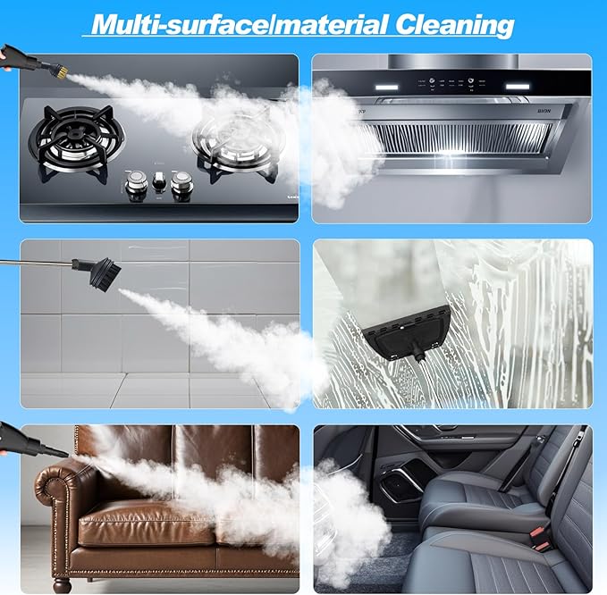 2500W Handheld Steam Cleaner,Portable Car Steamer For Auto Detailing,High-Temperature and Pressure Steam Cleaner For Home, Steam Cleaning Machine for Furniture,Kitchen,Grout,Floor,Tile (Blue)-BubblyBeeBaby