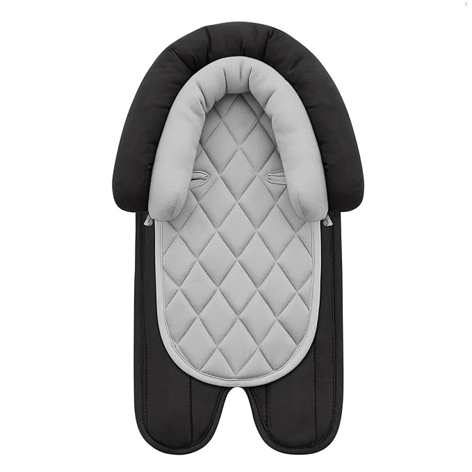 Pro Goleem Car Seat Head Support Infant, Soft Infant Car Seat Insert, 2 in 1 Carseat Head Support for Newborn, Perfect for Car Seat, Stroller, Swing, Bouncer, Gray and Black-BubblyBeeBaby