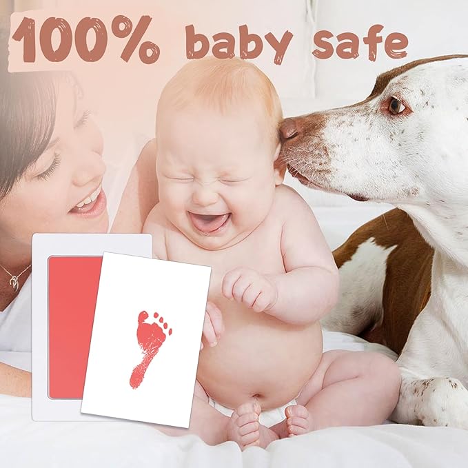 Inkless Baby Hand and Footprint Kit,Clean-Touch Ink Pad Kit,Safe No Mess Printing Infant Hand Foot Stamp,4 Pack Newborn Inkless Print Pads Best Keepsake or Gifts for Family-BubblyBeeBaby