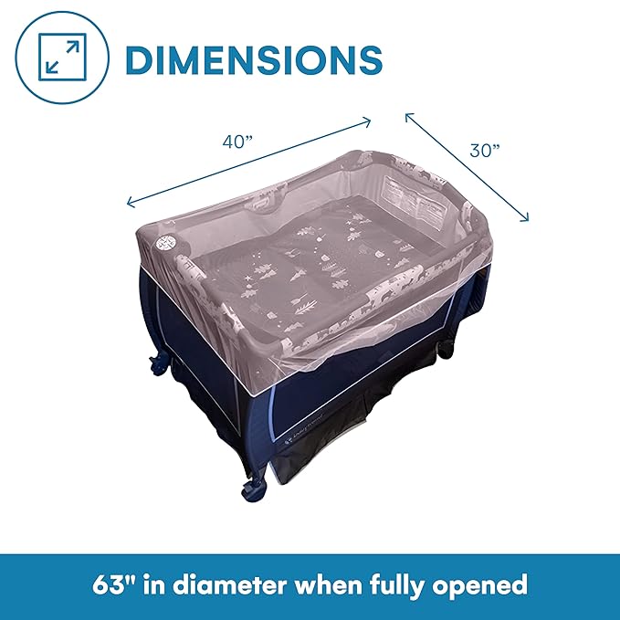 Enovoe Mosquito Net for Stroller and Baby Crib - Durable Mesh Bug Net Cover with Elastic Edge - Fits Strollers, Bassinets, Playards, and Mini Cribs - Travel Essential for Newborns - 63x64-Inch (White)-BubblyBeeBaby