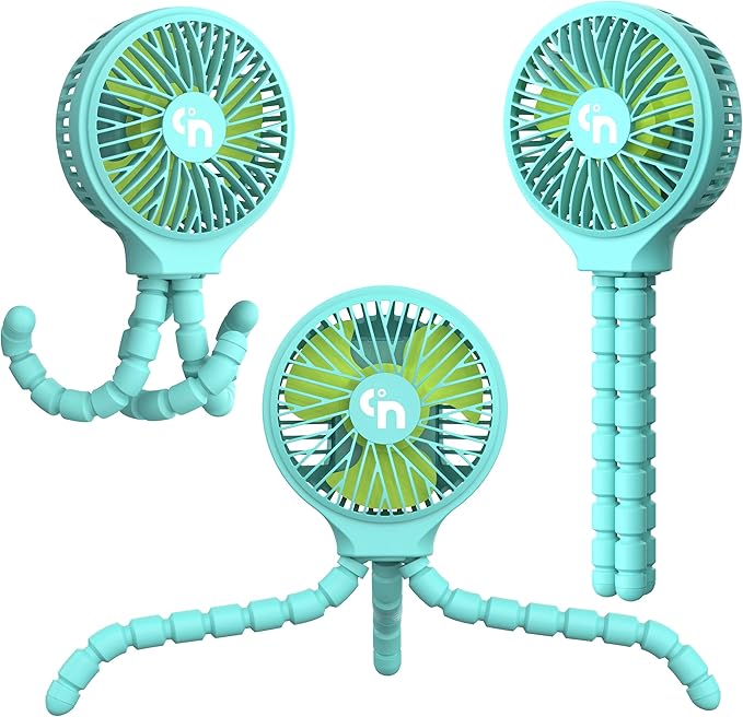 HomeLifairy Portable Stroller Fan, USB or Rechargeable Battery Operated with 3 Speeds and 360°Rotate, Cooling Clip On for Baby Crib Travel Car Seat Blue-BubblyBeeBaby