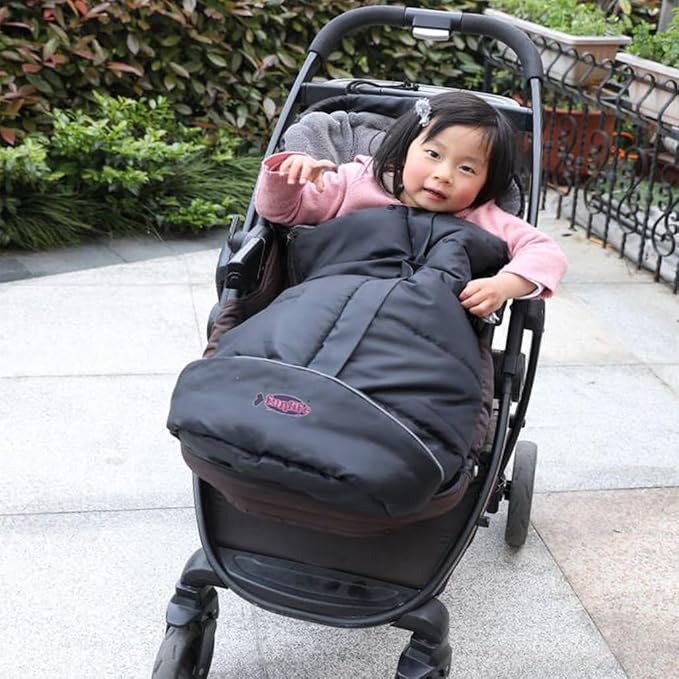 German Designed Universal Stroller Bunting Bag, 5 Way Zippers Style for Baby Easy In & Out of Water Repellent Blanket, Height/Temperature Adjustable Anti-Kick Winter Sleeping Bag-BubblyBeeBaby