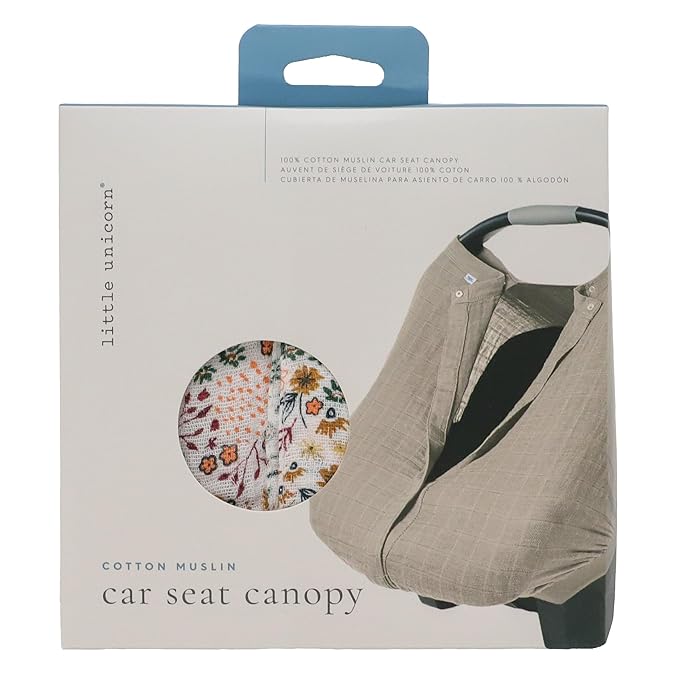 Little Unicorn Breathable Car Seat Canopy | Magnetic Closure Cover & Universal Fit | Protection & Privacy for Baby (Pressed Petals)-BubblyBeeBaby