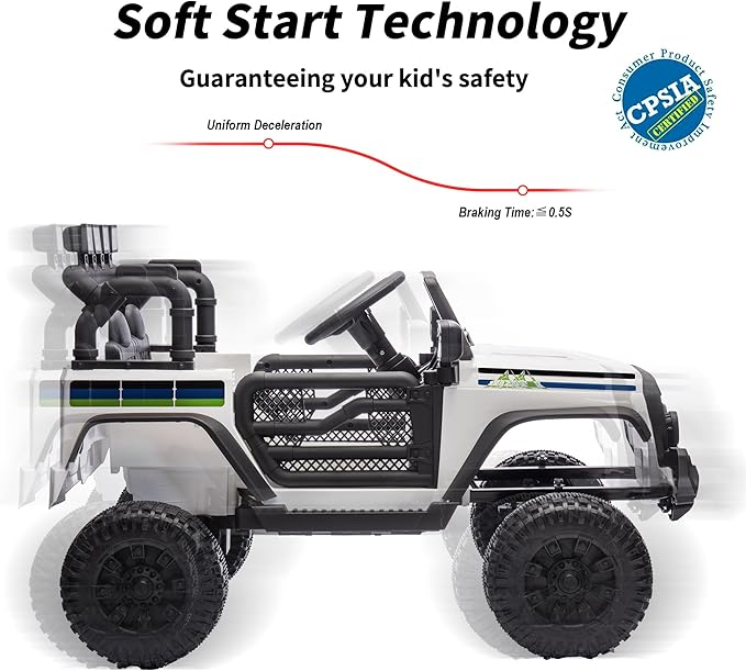 24V Kids Ride on Toy, Kids Electric Vehicles Car Ride on Car Truck for Toddlers with Remote Control, 2x200W Motor - Snow White-BubblyBeeBaby