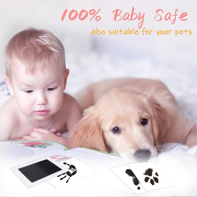 1-Pack Clean Touch Ink Pad for Baby Handprints and Footprints, Baby Footprint Kits,Inkless Hand and Footprint Kit,No Mess Ink Pad for Baby Hand and Footprints,Baby Shower Gifts for New Moms-BubblyBeeBaby