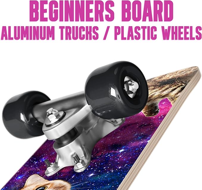 24 inch Rude Boyz Mini Cruiser Skateboard - Aluminium Trucks - Kids Skateboard Ages 5-8 Beginner - Skateboards for Kids-BubblyBeeBaby