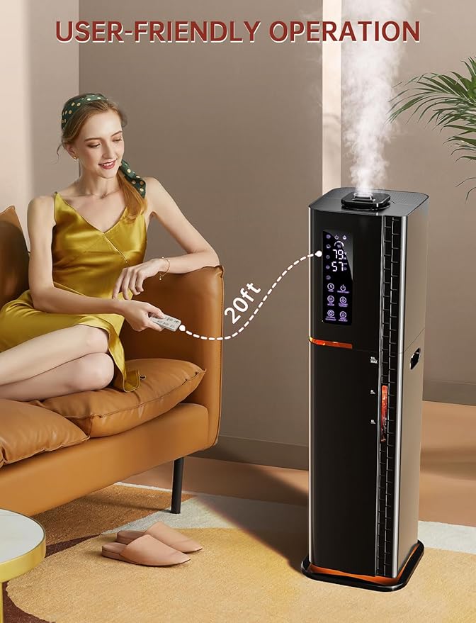 2.64Gal Humidifiers for Bedroom Large Room, Warm and Cool Mist up to 500ft², Top Fill Diffuser Ambient Light, 3 Mist Modes, 24H Timer, 35dB Quiet Humidifier for Home Office Plant-BubblyBeeBaby