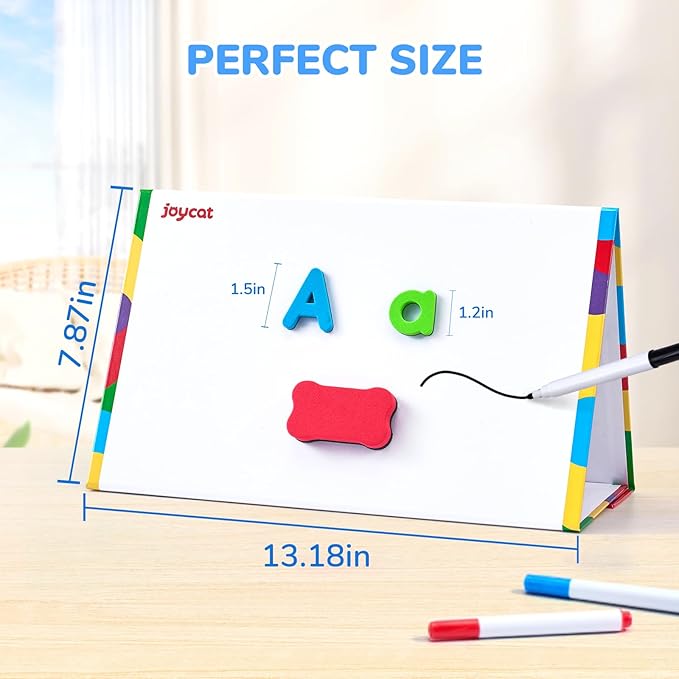 JoyCat Classroom Magnetic Letters Kit 248 Pcs with Double-Side 3D Foldable Magnetic Board - Foam Alphabet Letters&Numbers for Kids Spelling and Learning, Letter Board Tabletop Easel-BubblyBeeBaby