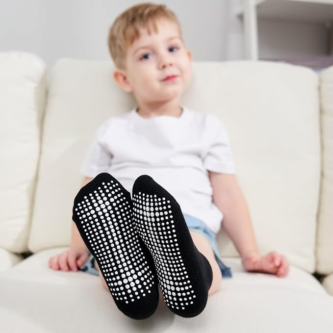 Zaples Baby Non Slip Grip Ankle Socks with Non Skid Soles for Infants Toddlers Kids Boys Girls-BubblyBeeBaby