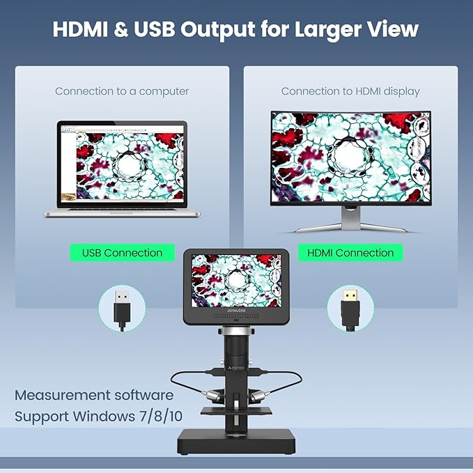 JL246PS 3 Lens 7'' HDMI Digital Microscope 4000X, Biological Microscope for Adults Kids with Prepared Slides, UHD 2160P Video, Full Coin Microscope for Error Coins, Windows Compatible, 32GB-BubblyBeeBaby