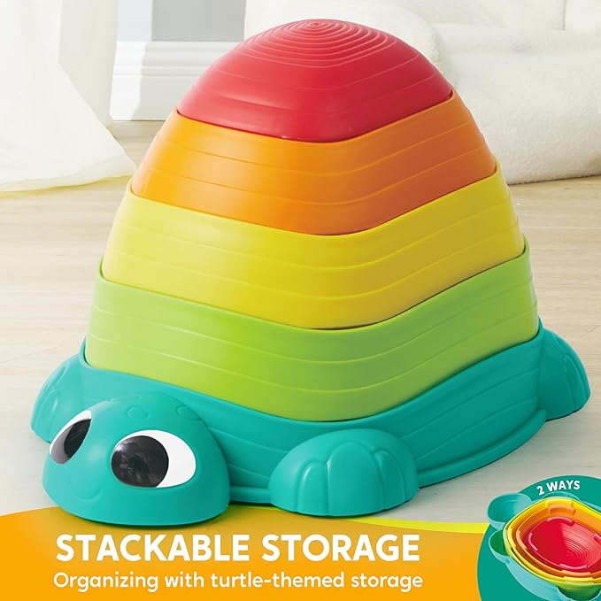 JOYIN 5 Pcs Turtle Balance Stepping Stones, Kids Turtle Path Jumping Stones, Toddler Obstacle Course Coordination Game Toys Indoor or Outdoor Play for Kids Aged 3+-BubblyBeeBaby