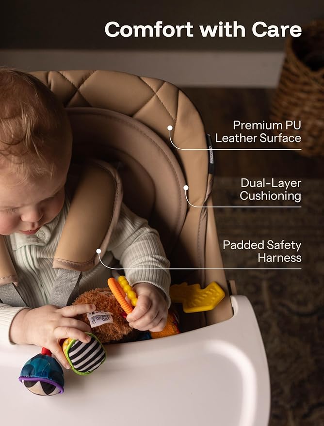 HARPPA 6 in 1 Baby High Chair, Convertible Infant Feeding Chair for Babies & Toddlers Table, Dining Booster Seat with Removable Tray, Khaki-BubblyBeeBaby