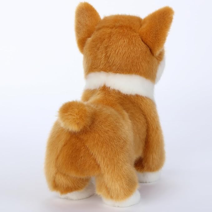 Interactive Plush Corgi Dog, Companion Robot Dog Pets,Handmade Weighted Stuffed Animals,Electronic Walking Toy with Barking,Tail Wagging,Talking,-BubblyBeeBaby