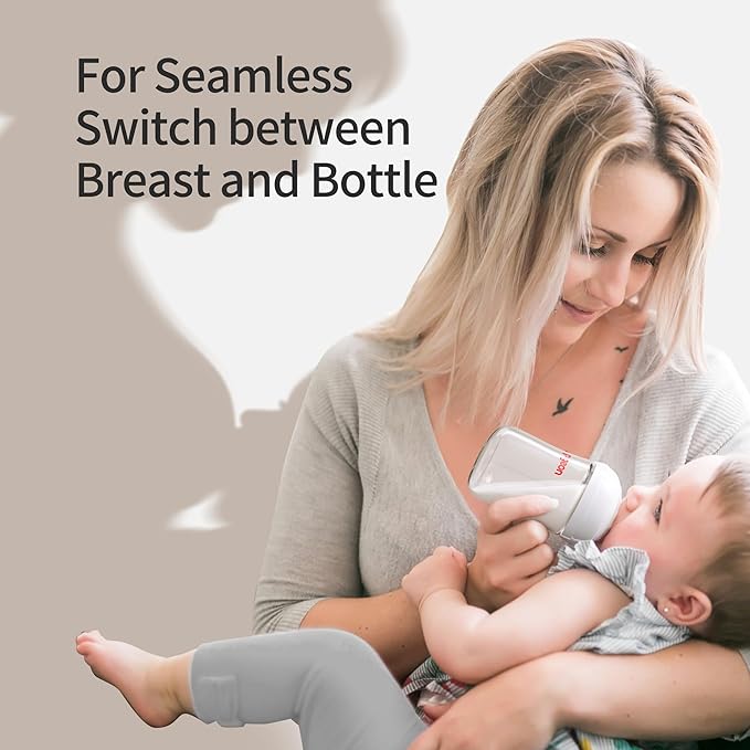 Pigeon Glass Nursing Bottle Wide Neck, Anti-Colic, Streamlined Body, Natural Feel, Easy to Clean, Heat-Resistant, 5.4 Oz(Pack of 2), Includes 2pcs SS Nipples (0m+)-BubblyBeeBaby