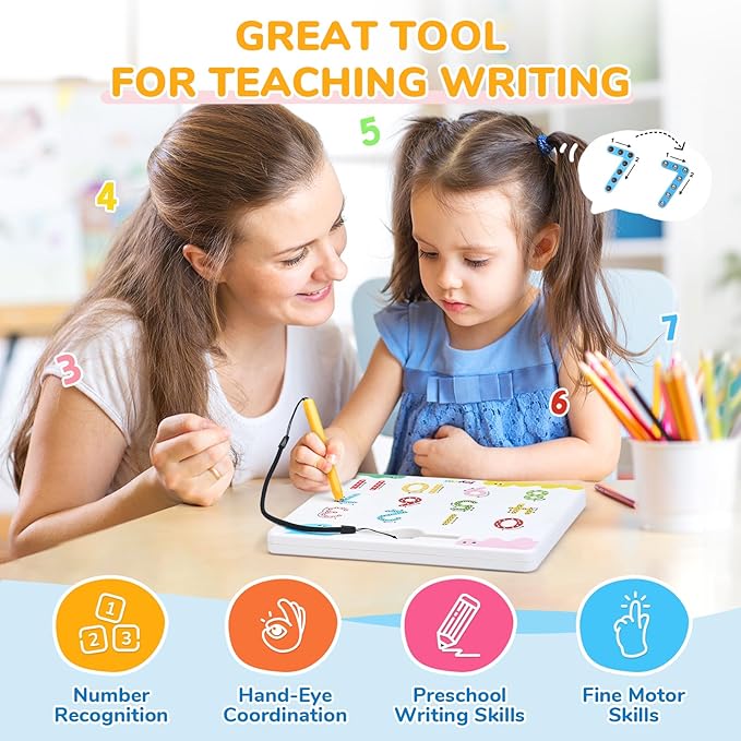 JoyCat Double-Sided Magnetic Number Tracing Board - 2-in-1 Numbers 1-20 Writing Toys for Toddlers & Kids, Preschool Math Manipulatives, Kindergarten Educational Learning Gifts for 3-5 Year Olds-BubblyBeeBaby