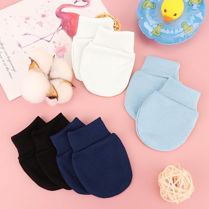 Newborn Baby Mittens No Scratch Cotton Elastic Wrist Gloves Infant Toddler Mittens for Baby Boy Girl 0-6 Months-BubblyBeeBaby