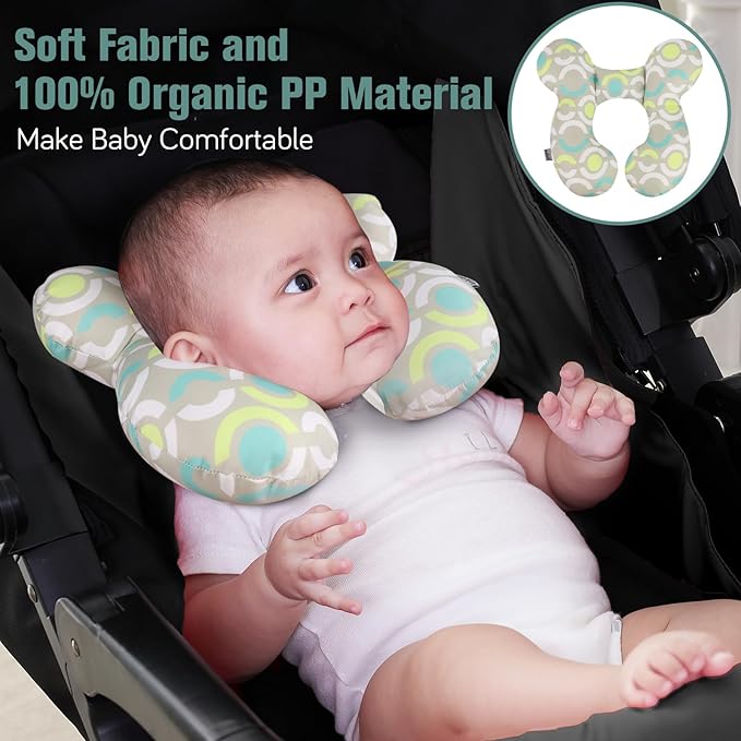 KAKIBLIN Baby Travel Pillow,Neck Pillows for Car Seat,Upgraded Baby Head Pillow,Toddler Head and Neck Support Pillow for Car Seat, Pushchair,Travel (Circle)-BubblyBeeBaby