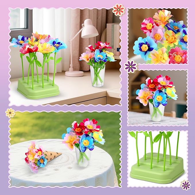 Hetbls Fabric Flower Bouquets Toys, Arts and Crafts Kits for Kids Age 3-12, Educational Gifts for 3 4 5 6 7 8 9 10 11 12 Year Old Toddler Girls, Great for B-Day Birthdays Activities Holidays Parties-BubblyBeeBaby
