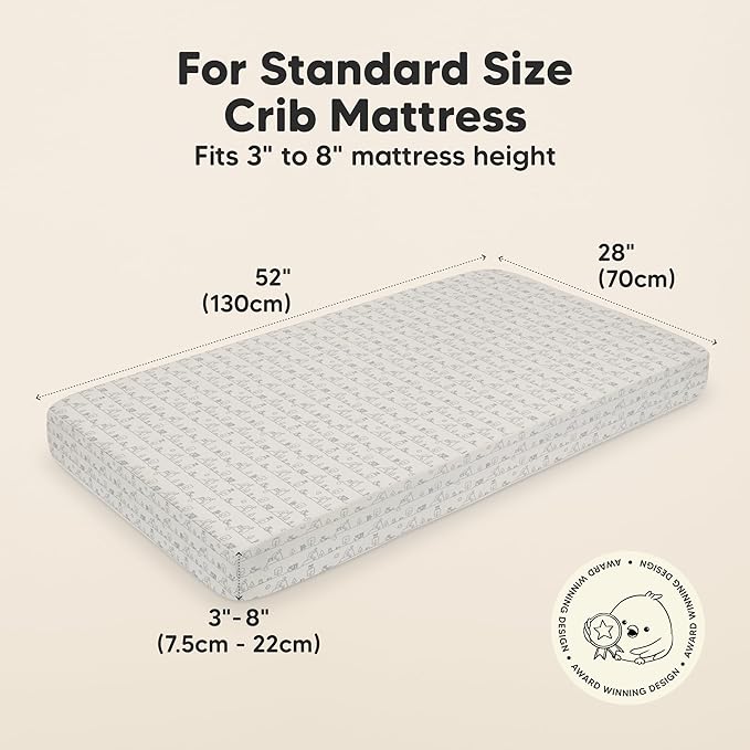 KeaBabies 2-Pack Organic Crib Sheets for Boys, Girls - 52x28 Fitted Crib Mattress Sheet Neutral, Breathable Jersey Cotton Cover for Baby Bed, Toddler Mattress, Soft & Cute Prints (KeaPixel)-BubblyBeeBaby