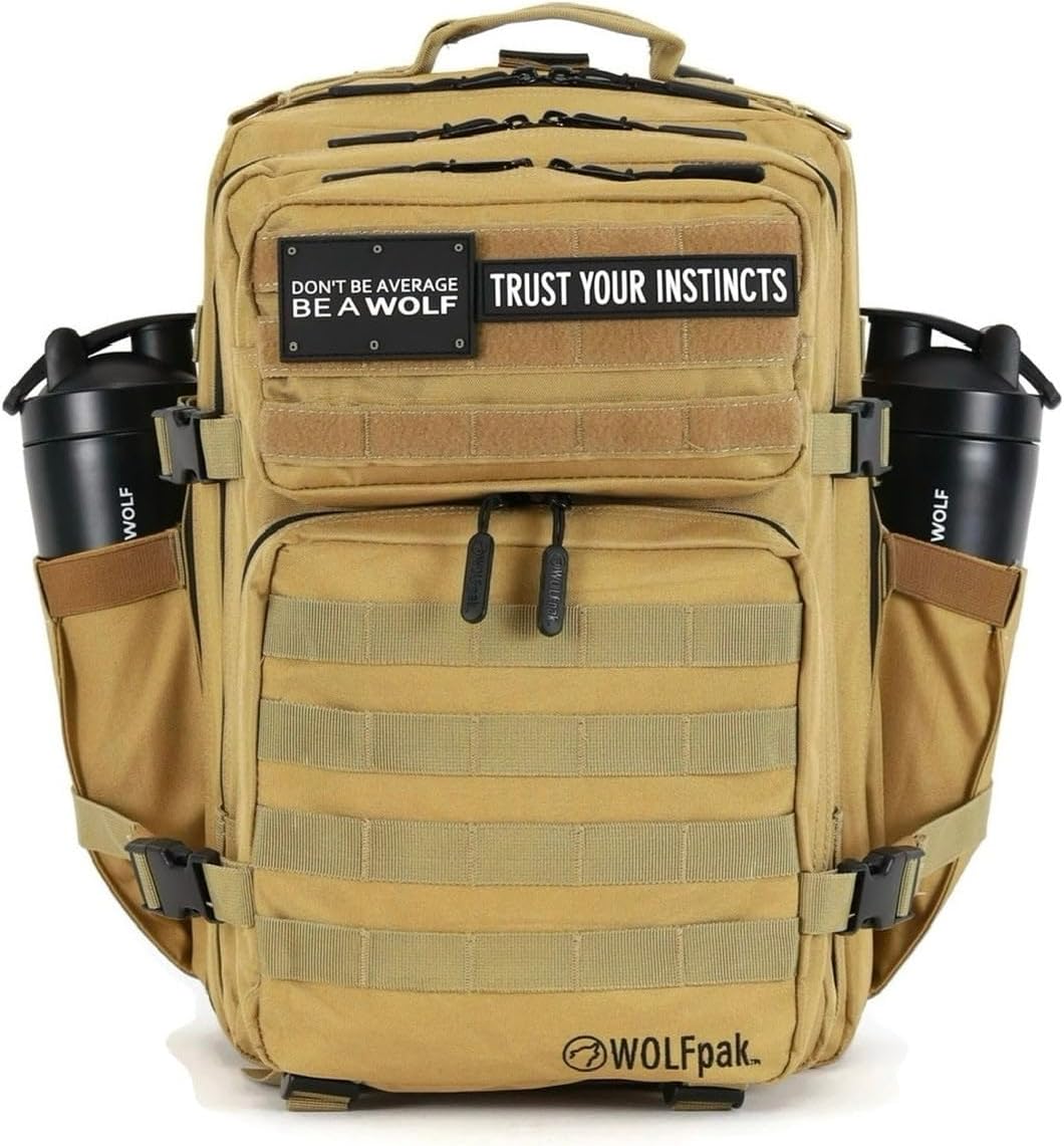 WOLFpak 35L Backpack (Khaki) Medium Gym and Travel Backpack, Military Grade, Multipurpose Utility Bag for Men and Women, Heavy-Duty & Durable