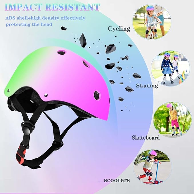 Kids Bike Helmet Set Adjustable for Children, Boys, Girls and Teenagers Aged 3-8 Years Includes Elbow, Knee, Wrist Guards Children's Helmet Protection Set for Bikes SkateboardsRollerskates-BubblyBeeBaby