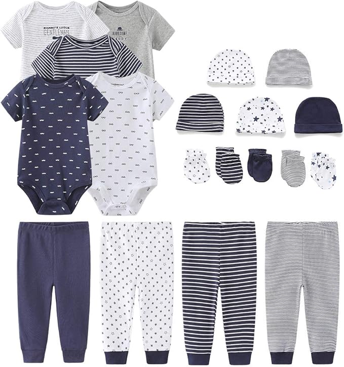 Kiddiezoom Unisex Baby Layette Essentials Giftset Clothing Set 19-Piece For Newborn Baby-BubblyBeeBaby