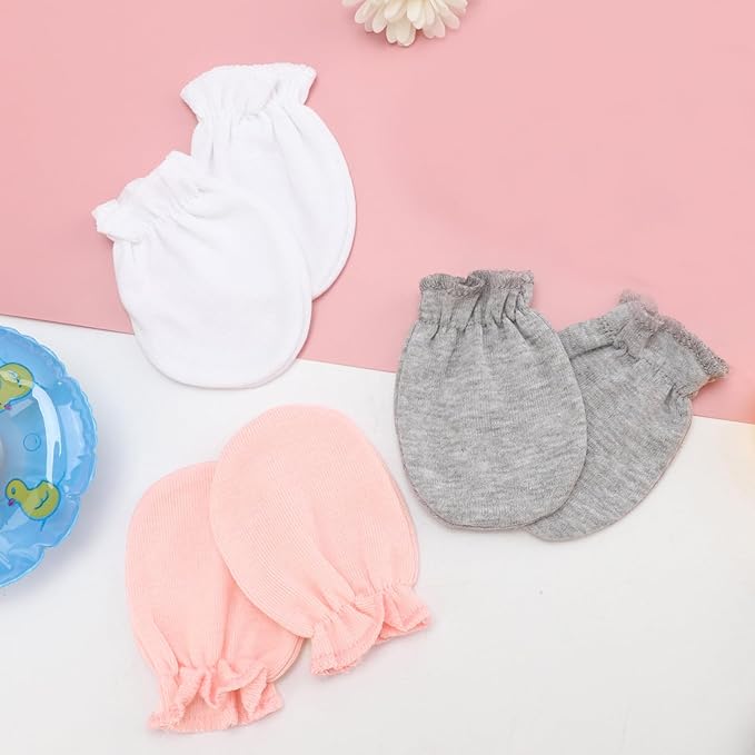 BQUBO Newborn Infant Toddler Mittens No Scratch Cotton Elastic Wrist Gloves Hypoallergenic for 0-6 Months Baby Boys Girls-BubblyBeeBaby