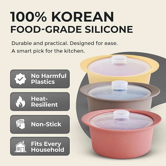 20oz Platinum Silicone Microwave Steamer Pot with Handle & Lid - Korea 100% Food-Grade Steamer Bowl, Heat-Resistant Cooker with Steam Holes, Easy Clean, Dishwasher Safe, Yellow-BubblyBeeBaby