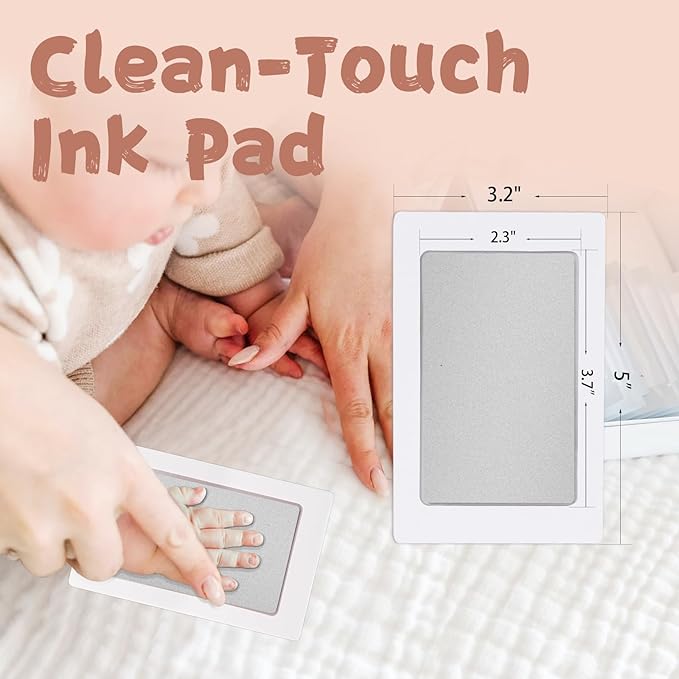 Inkless Baby Hand and Footprint Kit,Clean-Touch Ink Pad Kit,Safe No Mess Printing Infant Hand Foot Stamp,4 Pack Newborn Inkless Print Pads Best Keepsake or Gifts for Family-BubblyBeeBaby