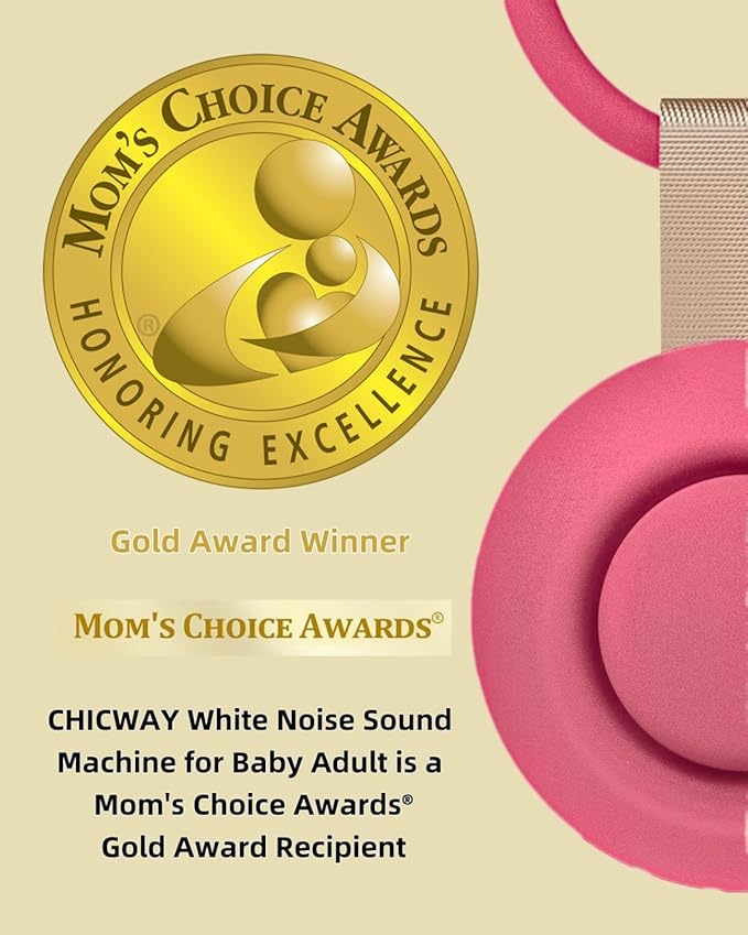 2025 Mom's Choice Awards, Portable Sound Machine for Baby Adult, AI Cry Detection, 18 Soothing Sound, Bluetooth Rechargeable White Noise Machine for Home Travel, Nursery Light, Barbie Pink-BubblyBeeBaby