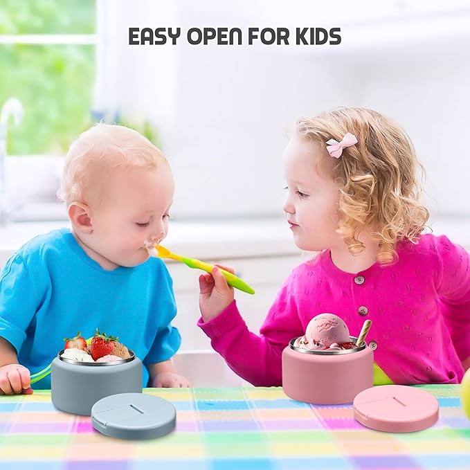 13.5oz Soup Thermo for Hot Food Kids with Buckle Lid Insulated Vacuum Food Jar Wide Mouth Leakproof Stainless Steel Lunch Container- Pink-BubblyBeeBaby
