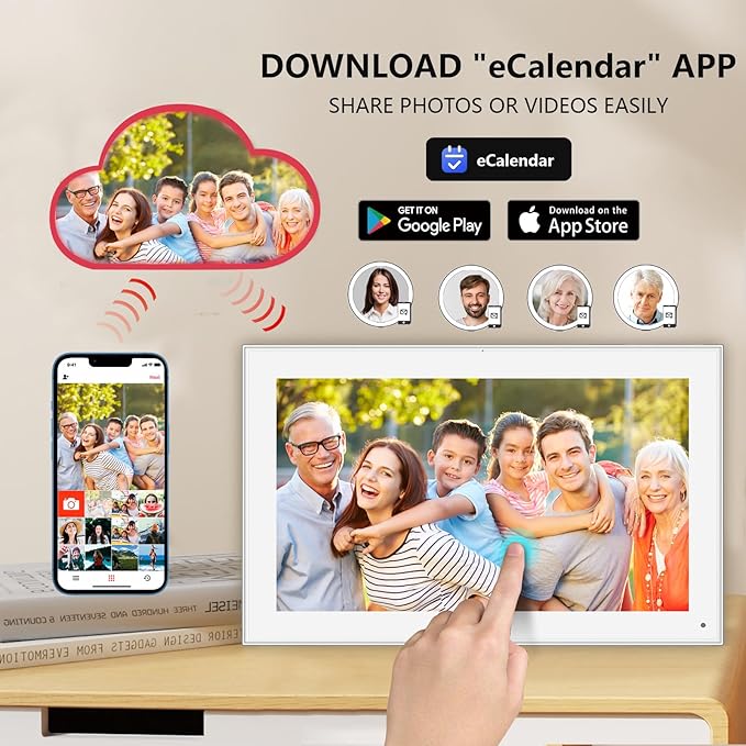 15.6 Inch Smart Digital Calendar Wall Planner & Chore Chart, IPS FHD 1920x1080 Touchscreen Interactive Display for Family Schedules, Streamline Household Organization-BubblyBeeBaby