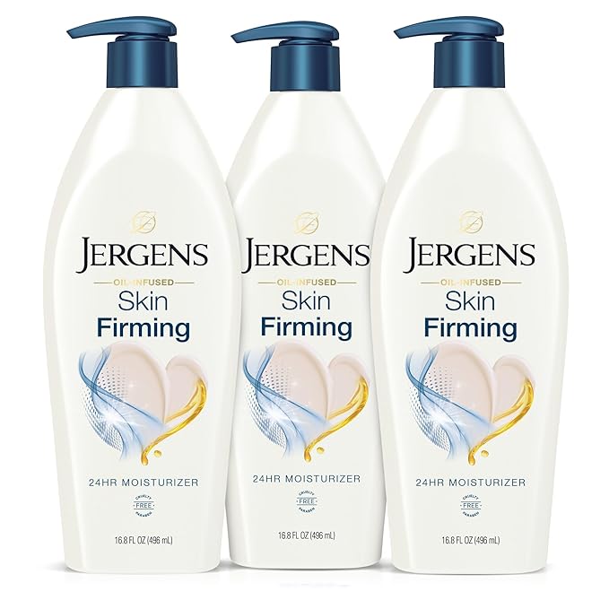 Jergens Skin Firming Body Lotion for Dry to Extra Dry Skin, Skin Tightening Cream with Collagen and Elastin, Dermatologist Tested, Hydralucence Blend Formula, 16.8 Oz, Pack of 3-BubblyBeeBaby