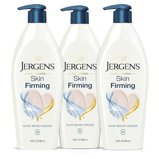 Jergens Skin Firming Body Lotion for Dry to Extra Dry Skin, Skin Tightening Cream with Collagen and Elastin, Dermatologist Tested, Hydralucence Blend Formula, 16.8 Oz, Pack of 3-BubblyBeeBaby